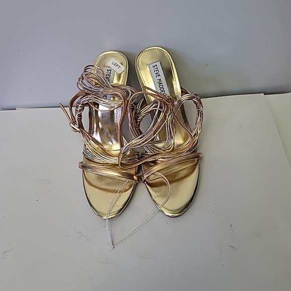 Steve Madden Lele Two Tone Metallic Leather Strappy Dress Sandals - Picture 3 of 8